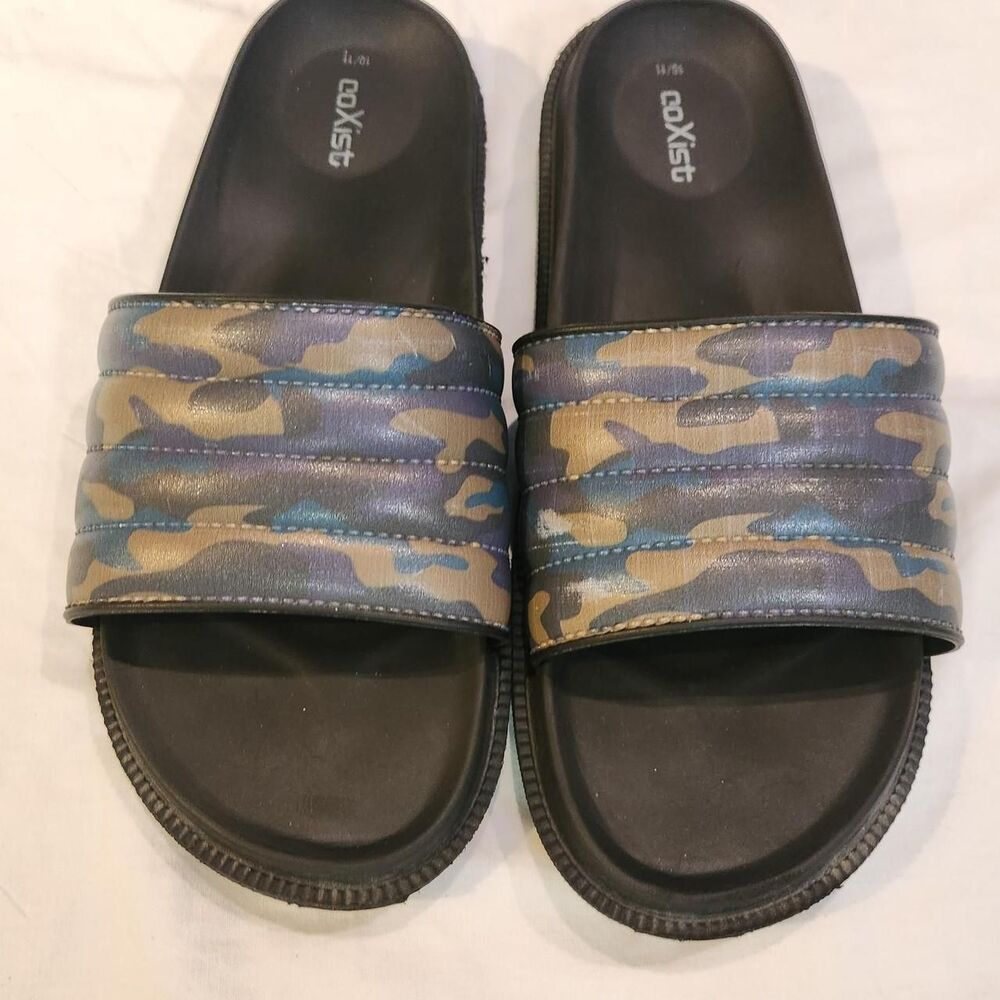 Coexist Men's Green and Khaki Slides
